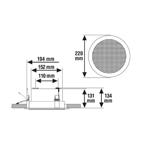 Ceiling LS DL 10-165/T p, EN54, 10W RMS, 2-way-system- Gömme Tip Tavan Hoparlör, EN54, 2 yollu Sistem